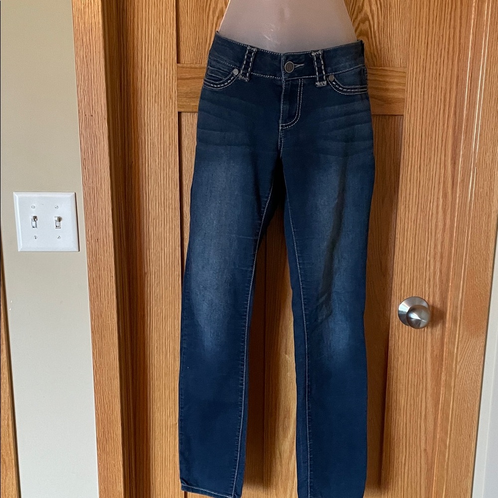 Maurices Indigo Skinny Jeans with Faded Detail